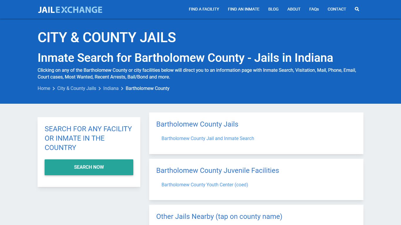 Inmate Search for Bartholomew County | Jails in Indiana - Jail Exchange