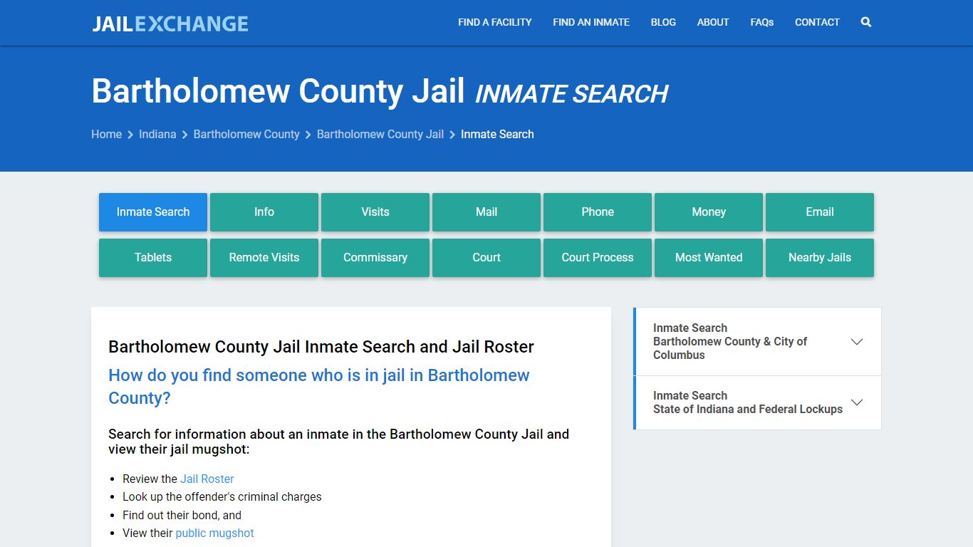 Inmate Search: Roster & Mugshots - Bartholomew County Jail, IN